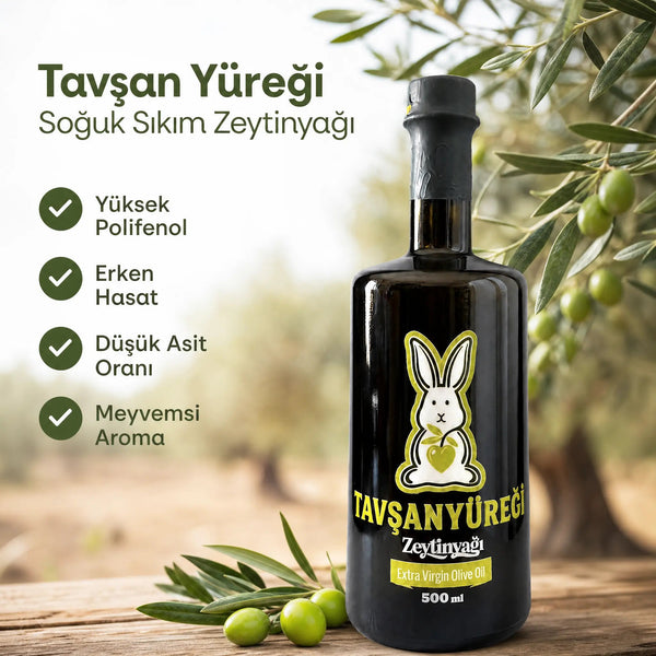Tavşan Yüreği Erken Hasat Soğuk Sıkım Natürel Sızma Zeytinyağı 250 ml