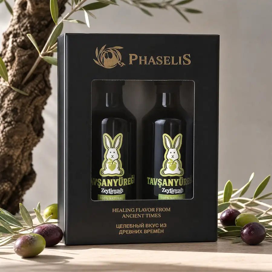 Tavşan Yüreği Erken Hasat Soğuk Sıkım Natürel Sızma Zeytinyağı Hediyelik Set 2 x 250 ml - Tavşanyüreği